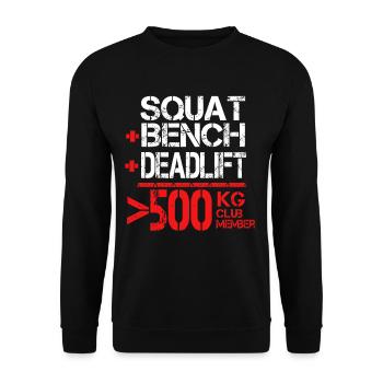 500 kg Club Member - Powerlifter Kraftdreikampf - Unisex Pullover - Schwarz - Vorne - Alina (178cm) & Michal (187cm)