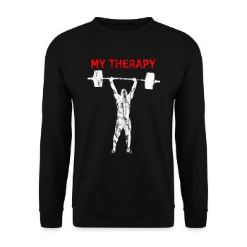 Haltérophile My Therapy Weightlifing Bodybuilder - Sweat-shirt Unisexe - noir - Devant - Alina (178cm) & Michal (187cm)
