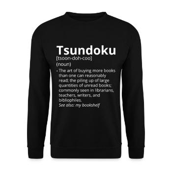 Tsundoku Definition Description - Unisex Sweatshirt - black - Front - Alina (178cm) & Michal (187cm)