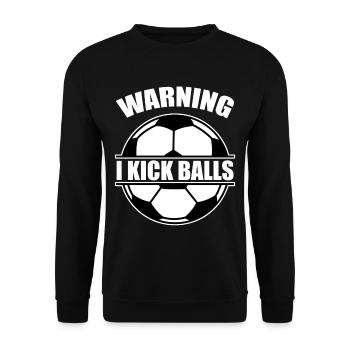 Warning I Kick Balls 2 - Unisex Pullover - Schwarz - Vorne - Alina (178cm) & Michal (187cm)