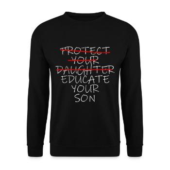 Protect Your Daughter Educate Your Son 2 - Unisex Pullover - Schwarz - Vorne - Alina (178cm) & Michal (187cm)