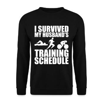 I Survived My Husband's Training Schedule 4 - Unisex Pullover - Schwarz - Vorne - Alina (178cm) & Michal (187cm)