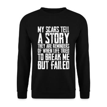 My Scars Tell A Story 2 - Unisex Pullover - Schwarz - Vorne - Alina (178cm) & Michal (187cm)