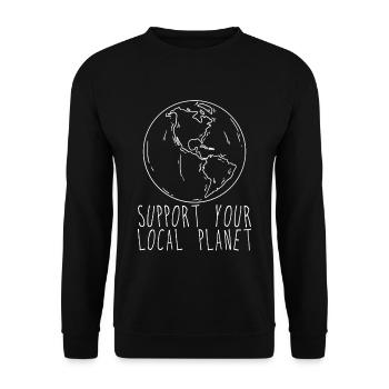 Support Your Local Planet 2 - Unisex Sweatshirt - black - Front - Alina (178cm) & Michal (187cm)
