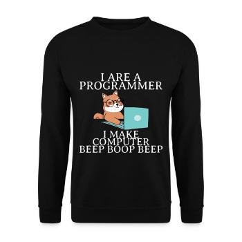 Je suis un programmeur Je fais bip d’ordinateur boop beep4 - Sweat-shirt Unisexe - noir - Devant - Alina (178cm) & Michal (187cm)