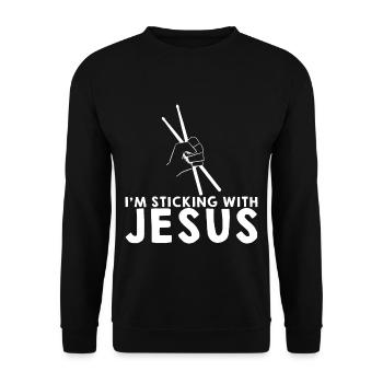 I'm Sticking With Jesus - Unisex Pullover - Schwarz - Vorne - Alina (178cm) & Michal (187cm)