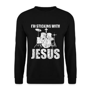 I'm Sticking With Jesus 3 - Unisex Pullover - Schwarz - Vorne - Alina (178cm) & Michal (187cm)