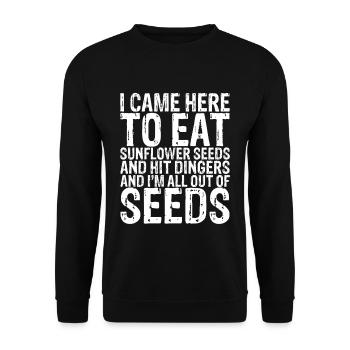 Je suis venu ici pour manger des graines de tournesol et frapper Dingers 3 - Sweat-shirt Unisexe - noir - Devant - Alina (178cm) & Michal (187cm)