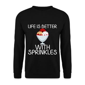 La vie est meilleure avec des saupoudrages 14 - Sweat-shirt Unisexe - noir - Devant - Alina (178cm) & Michal (187cm)