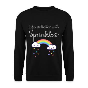 La vie est meilleure avec des saupoudrages 11 - Sweat-shirt Unisexe - noir - Devant - Alina (178cm) & Michal (187cm)