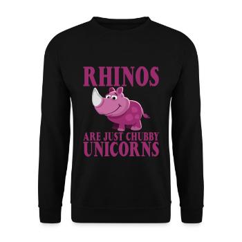 Rhinos Are Just Chubby Unicorns - Unisex Pullover - Schwarz - Vorne - Alina (178cm) & Michal (187cm)
