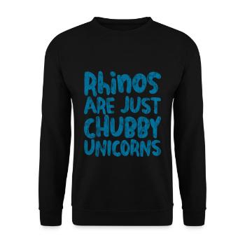 Rhinos Are Just Chubby Unicorns 4 - Unisex Pullover - Schwarz - Vorne - Alina (178cm) & Michal (187cm)