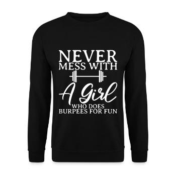 Never mess with a girl who does burpees for fun 2 - Unisex Sweatshirt - black - Front - Alina (178cm) & Michal (187cm)