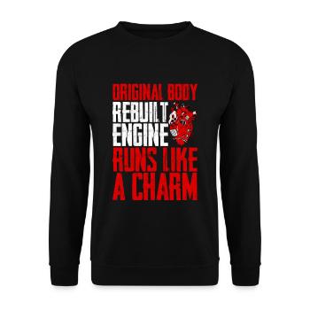 Original Body, Rebuilt Engine, Runs Like A Charm 3 - Unisex Sweatshirt - black - Front - Alina (178cm) & Michal (187cm)