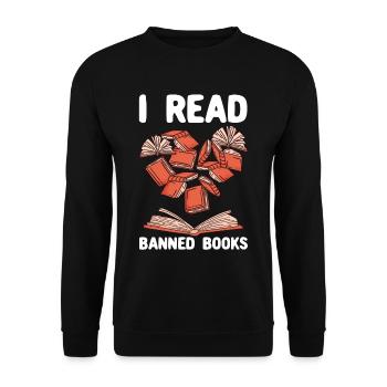 I read banned Books 47 - Unisex Sweatshirt - black - Front - Alina (178cm) & Michal (187cm)