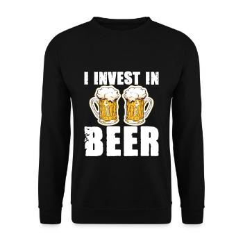 J’investis dans la bière - Sweat-shirt Unisexe - noir - Devant - Alina (178cm) & Michal (187cm)