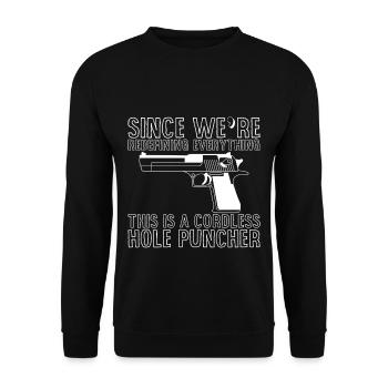 Il s’agit d’un perforateur sans fil 1 - Sweat-shirt Unisexe - noir - Devant - Alina (178cm) & Michal (187cm)