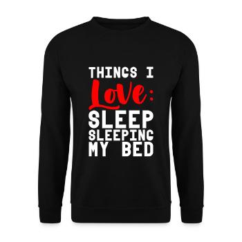 Choses que j’aime, dormir dans mon lit 4 - Sweat-shirt Unisexe - noir - Devant - Alina (178cm) & Michal (187cm)