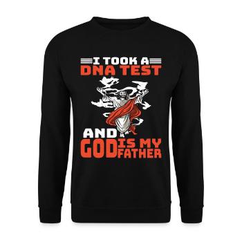 I Took A DNA Test And God Is My Father 18 - Unisex Pullover - Schwarz - Vorne - Alina (178cm) & Michal (187cm)