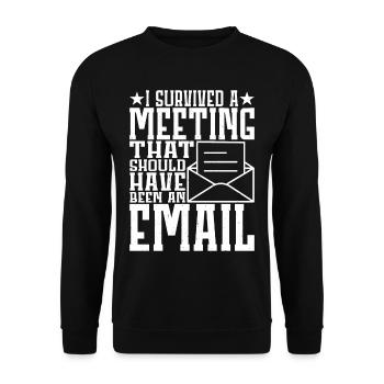 I Survived Another Meeting 11 - Unisex Sweatshirt - black - Front - Alina (178cm) & Michal (187cm)