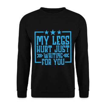 J’ai mal aux jambes juste en t’attendant 8 - Sweat-shirt Unisexe - noir - Devant - Alina (178cm) & Michal (187cm)