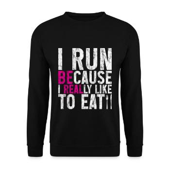 Je cours parce que j’aime vraiment manger 2 - Sweat-shirt Unisexe - noir - Devant - Alina (178cm) & Michal (187cm)