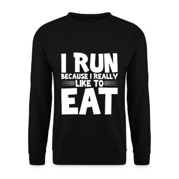 I run because I really like to eat 3 - Unisex Sweatshirt - black - Front - Alina (178cm) & Michal (187cm)
