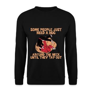 Some People Just Need A Hug Around The Neck 2 - Unisex Pullover - Schwarz - Vorne - Alina (178cm) & Michal (187cm)