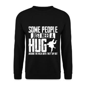 Some People Just Need A Hug Around The Neck 4 - Unisex Pullover - Schwarz - Vorne - Alina (178cm) & Michal (187cm)