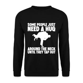 Some People Just Need A Hug Around The Neck 1 - Unisex Pullover - Schwarz - Vorne - Alina (178cm) & Michal (187cm)