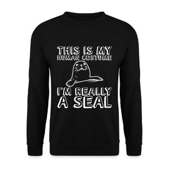 This Is My Human Costume, I'm Really A Seal 3 - Unisex Pullover - Schwarz - Vorne - Alina (178cm) & Michal (187cm)