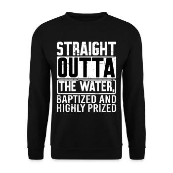 Straight Outta L’eau et baptisé 14 - Sweat-shirt Unisexe - noir - Devant - Alina (178cm) & Michal (187cm)
