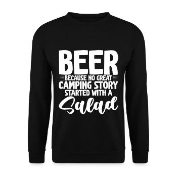 No Great Camping Story Started With A Salad 2 - Unisex Pullover - Schwarz - Vorne - Alina (178cm) & Michal (187cm)