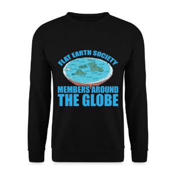 Flat Earth Society, Members Around The Globe 15 - Unisex Pullover - Schwarz - Vorne - Alina (178cm) & Michal (187cm)