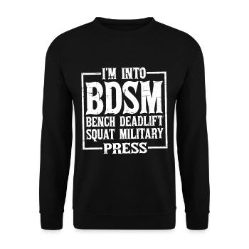 In Into BDSM Bench Squat Deadlift Military Press12 - Unisex Sweatshirt - black - Front - Alina (178cm) & Michal (187cm)