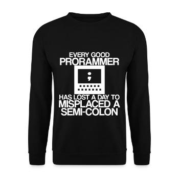 Every programmer has lost a day to a semi-colon 2 - Unisex Sweatshirt - black - Front - Alina (178cm) & Michal (187cm)