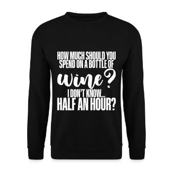Combien devriez-vous dépenser pour une bouteille de vin? - Sweat-shirt Unisexe - noir - Devant - Alina (178cm) & Michal (187cm)