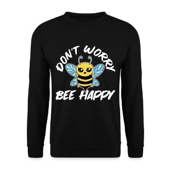 Ne vous inquiétez pas Bee Happy 28 - Sweat-shirt Unisexe - noir - Devant - Alina (178cm) & Michal (187cm)