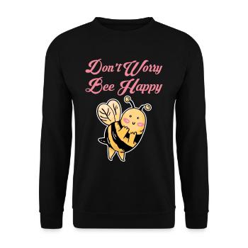 Don't Worry Bee Happy 31 - Unisex Sweatshirt - black - Front - Alina (178cm) & Michal (187cm)