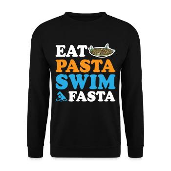 Eat Pasta Swim Fasta 9 - Unisex Pullover - Schwarz - Vorne - Alina (178cm) & Michal (187cm)