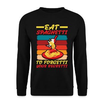 Eat Spaghetti To Forgetti Your Regretti 4 - Unisex Pullover - Schwarz - Vorne - Alina (178cm) & Michal (187cm)