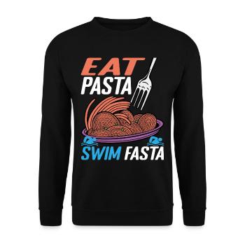 Eat Pasta Swim Fasta 11 - Unisex Pullover - Schwarz - Vorne - Alina (178cm) & Michal (187cm)