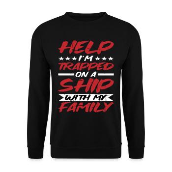 Aidez-moi je suis piégé sur un navire avec ma famille 5 - Sweat-shirt Unisexe - noir - Devant - Alina (178cm) & Michal (187cm)