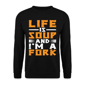 Life Is Soup And I'm A Fork 4 - Unisex Sweatshirt - black - Front - Alina (178cm) & Michal (187cm)