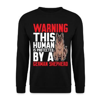 This human is protected by a German Shepherd 5 - Unisex Sweatshirt - black - Front - Alina (178cm) & Michal (187cm)