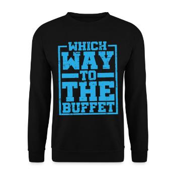 Which Way To The Buffet 11 - Unisex Pullover - Schwarz - Vorne - Alina (178cm) & Michal (187cm)