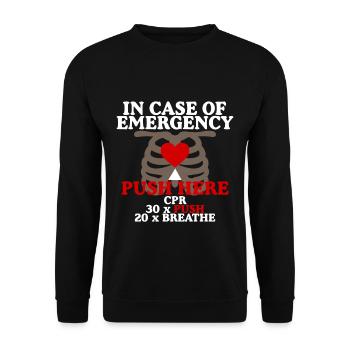 In Case Of Emergency, Push Here, Cpr - Unisex Sweatshirt - black - Front - Alina (178cm) & Michal (187cm)
