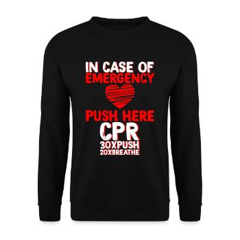 In Case Of Emergency, Push Here, Cpr 3 - Unisex Sweatshirt - black - Front - Alina (178cm) & Michal (187cm)