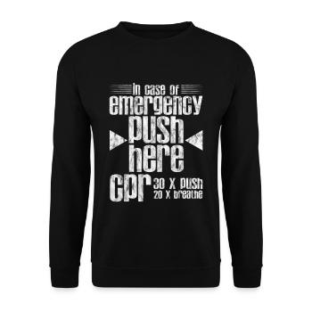 In Case Of Emergency, Push Here, Cpr 4 - Unisex Sweatshirt - black - Front - Alina (178cm) & Michal (187cm)