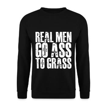 Real Men Go Ass To Grass 2 - Unisex Pullover - Schwarz - Vorne - Alina (178cm) & Michal (187cm)